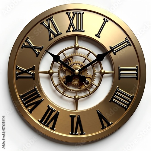 Elegant Vintage Gold Wall Clock with Roman Numerals – Classic Antique Timepiece for Home and Office Décor