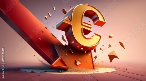 Glittering golden 3D euro currency symbol representing wealth and financial success photo