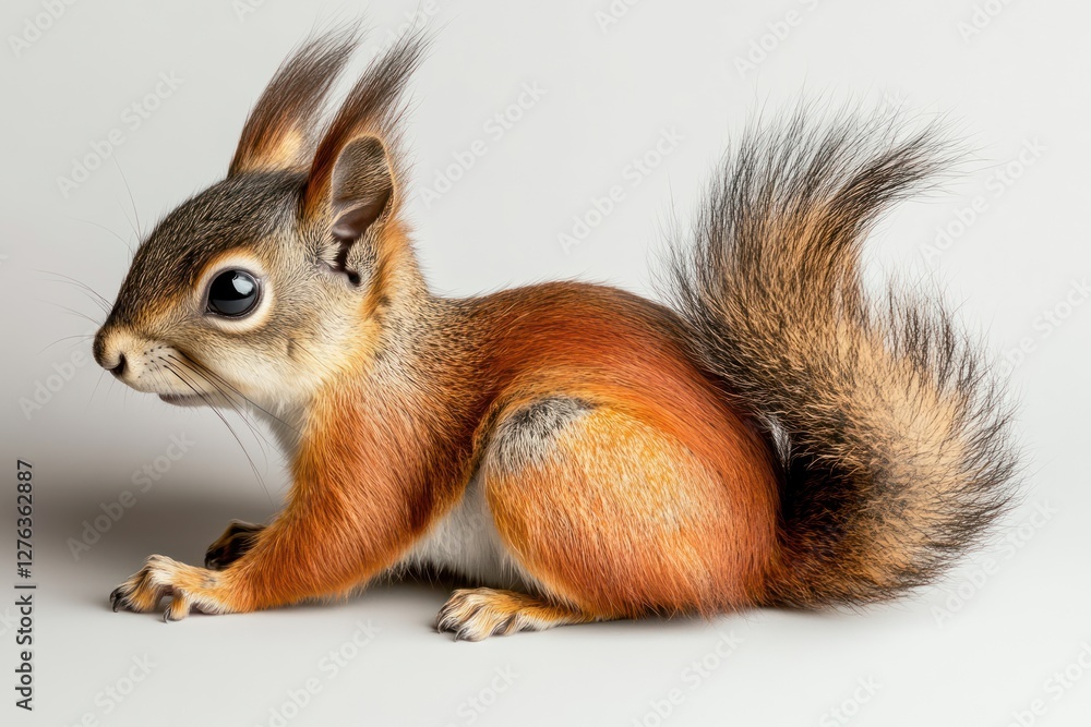 Obraz premium Squirrel sitting on a white surface with simple background for use in animal themed content