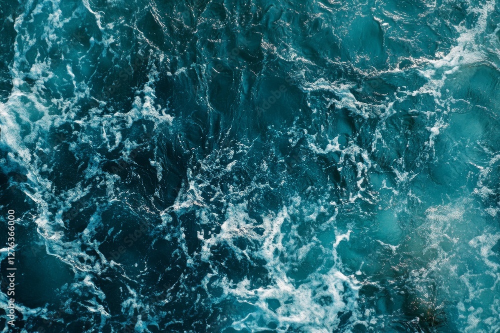 Aerial view of turbulent ocean waves in blue hues. Neural network AI generated Aerial view of turbulent ocean waves in blue hues. Neural network AI generated