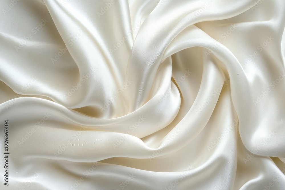 Soft creamy fabric folds elegantly on white background. Neural network AI generated Soft creamy fabric folds elegantly on white background. Neural network AI generated