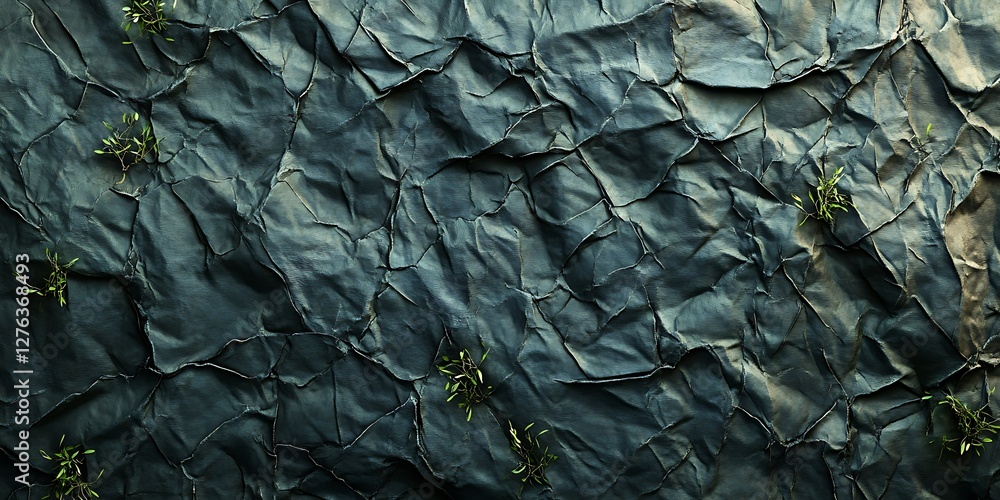 Abstract rock face with small plants Abstract rock face with small plants