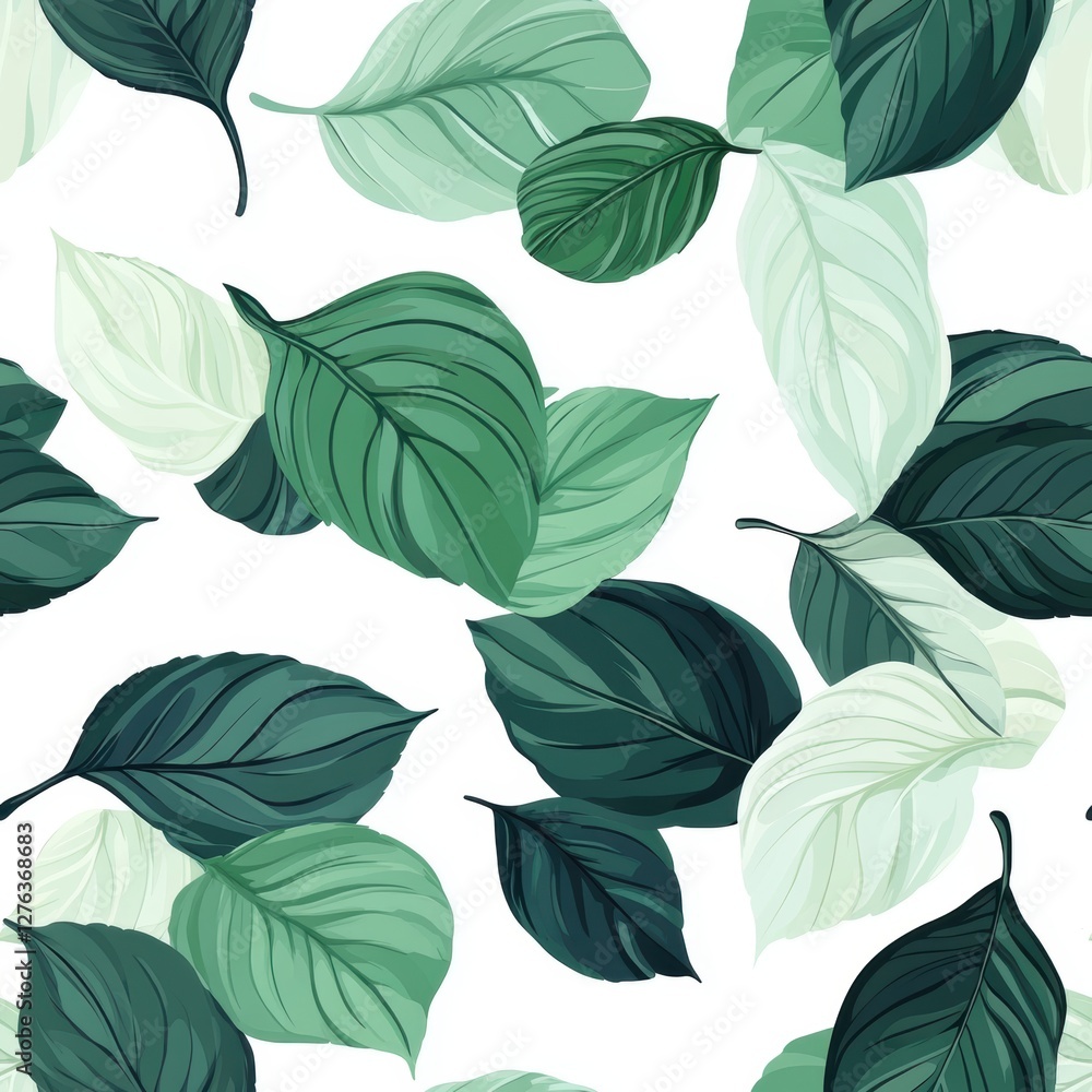 Obraz premium Repetitive seamless pattern of leaf foliage for fabric design.
