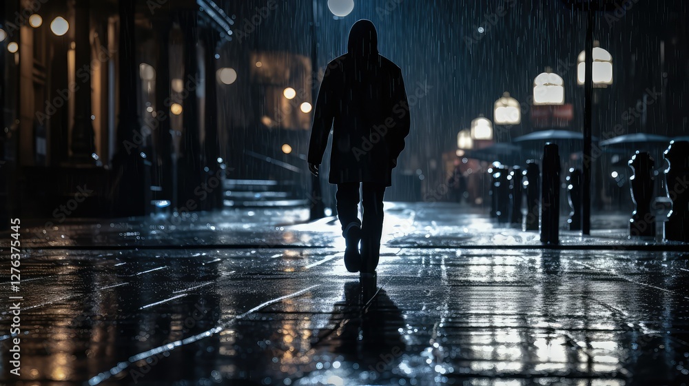 Obraz premium street rain on black