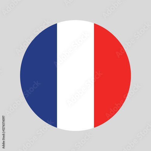 France flag icon vector. France Circle Flag. Circle Flag of France. France country flag is a symbol of freedom. Rectangle French flag illustration.
