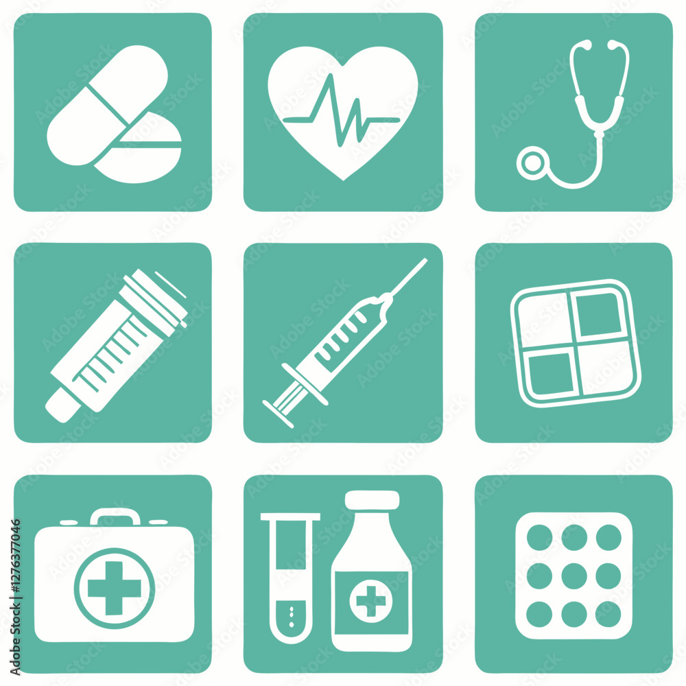 Medical Support Icon Set - Outline Symbols Vector Illustration Medical Support Icon Set - Outline Symbols Vector Illustration
