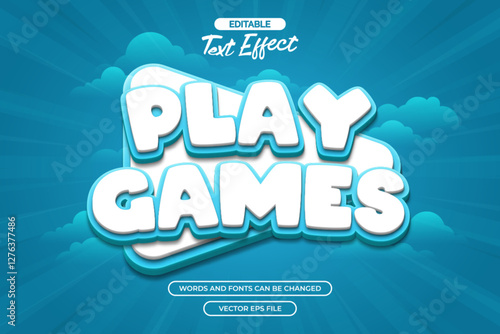 Play games editable text effect with cloud background  decoration 