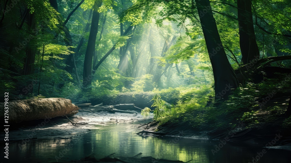 Obraz premium forest backgrounds blue green