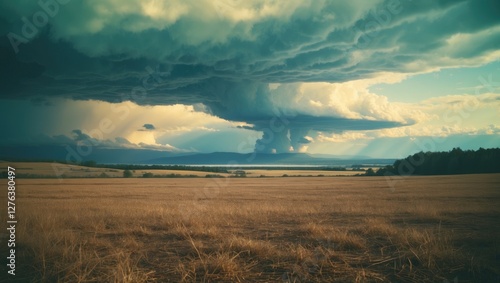Wallpaper Mural Dramatic storm clouds gathering over a vast golden field under a moody sky with hints of sunlight peeking through the clouds Torontodigital.ca