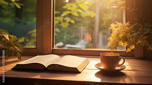 coffee open book on table photo