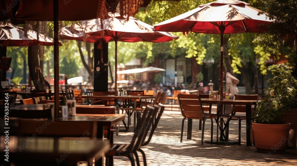 Fototapeta premium shaded empty restaurant table