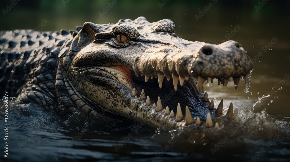 Obraz premium up crocodile in water