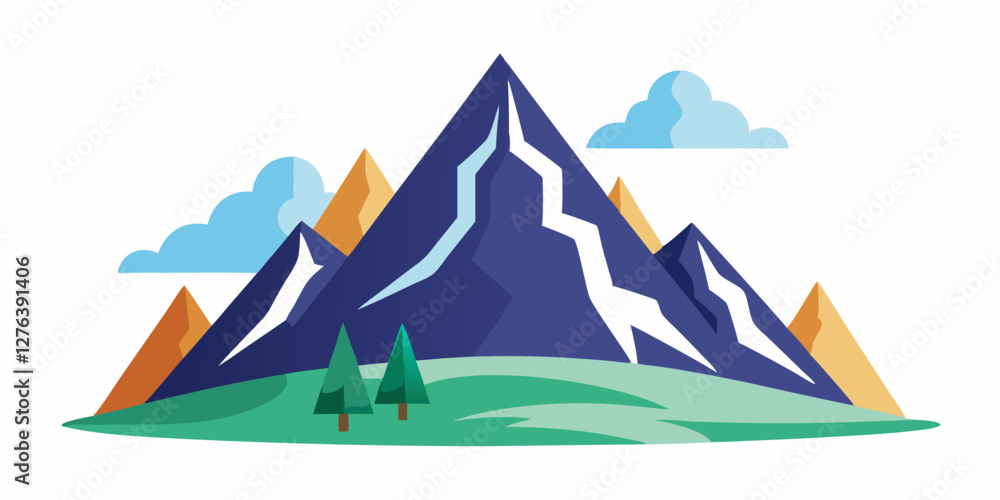 Mountain and hiking icon isolated on copy space banner. International Mountain Day banner or poster. vector illustration isolated on white background Mountain and hiking icon isolated on copy space banner. International Mountain Day banner or poster. vector illustration isolated on white background