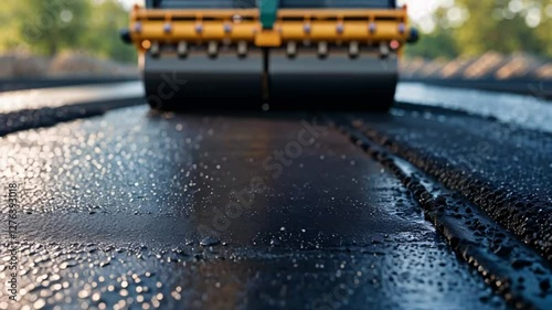 Wallpaper Mural Asphalt paver roller leveling new road surface, sunny summer day

 Torontodigital.ca