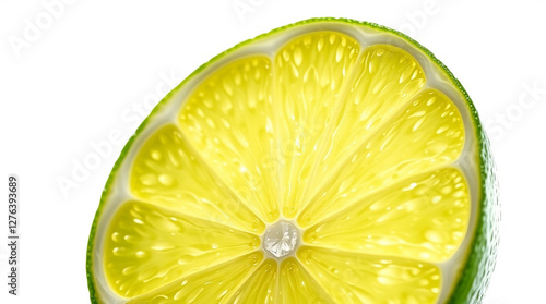 a fresh green lime slice, isolated on a white background,