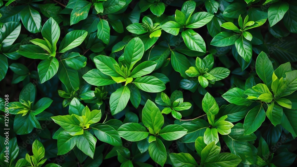 Dense green foliage with various shades of leaves in a natural setting for botanical or environmental themes. Dense green foliage with various shades of leaves in a natural setting for botanical or environmental themes.