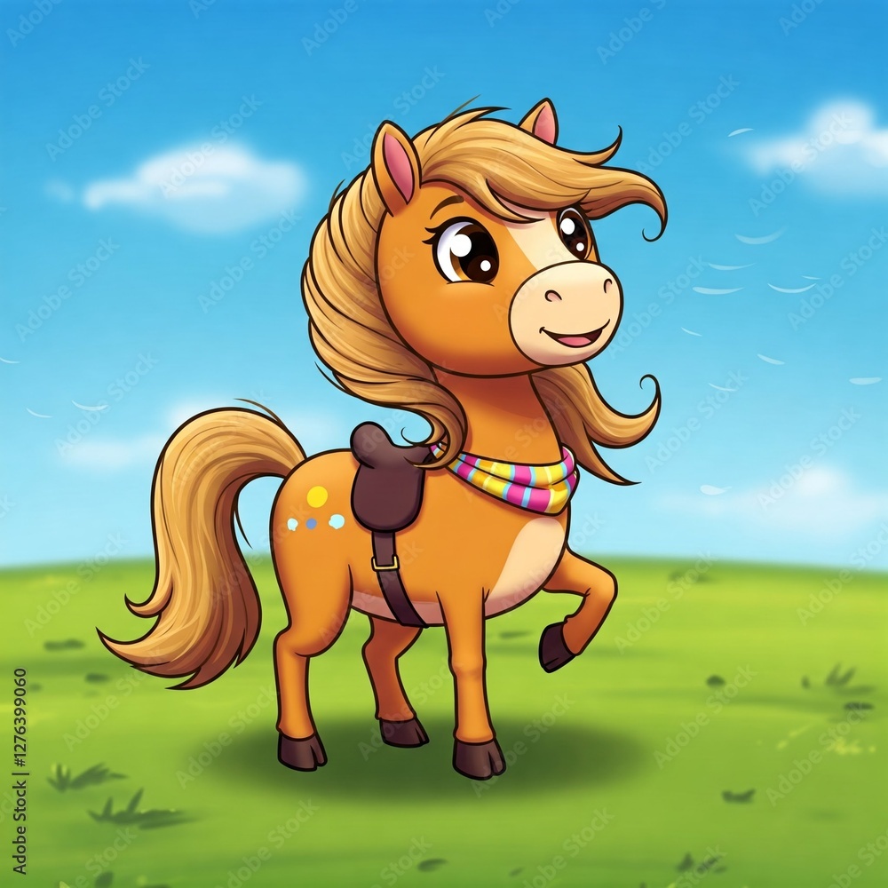 Obraz premium funny horse cartoon, Cute Animal Cartoon By JN