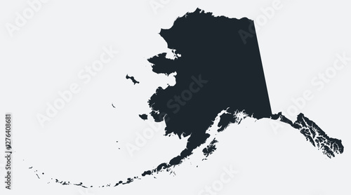 Alaska map. Just a simple border map. Shape of the state. Flat blank Alaska outline. Vector boundary illustration.