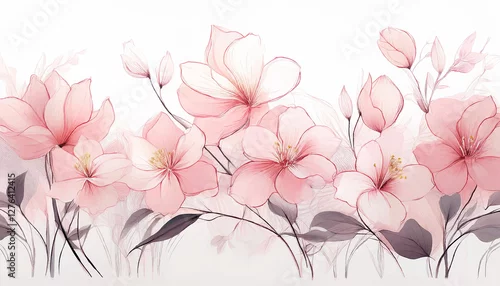 Fototapeta samoprzylepna Różowe namalowane kwiaty tapeta vintage