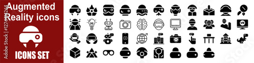 AR & VR Technology Icons – Futuristic Wearable Devices, Interactive Simulations, Smart Innovation, Digital Cyberspace, and Immersive Virtual Experiences