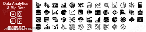 Database & Data Security Icons – Encryption, Analytics, Cloud Storage, Cybersecurity, and Business Intelligence Symbols