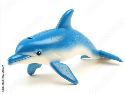 Dolphin scale replica, animal setting, isolated on white photo