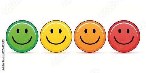 Four Smiley Faces Feedback Scale Green, Yellow, Orange, Red Gradient Design, Customer Satisfaction, Emoji Rating Customer satisfaction, emoji rating