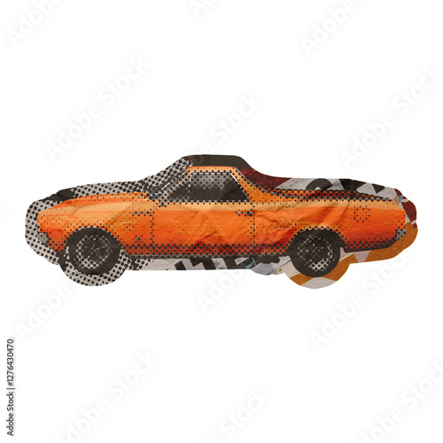 Template Classic Car Collage Art Design Element
