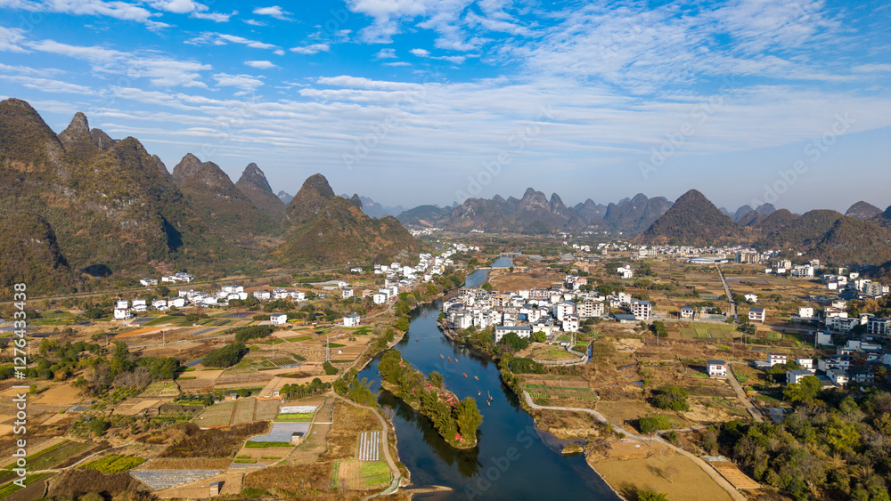 Aerial photography of the scenery of Guilin and Yangshuo in China