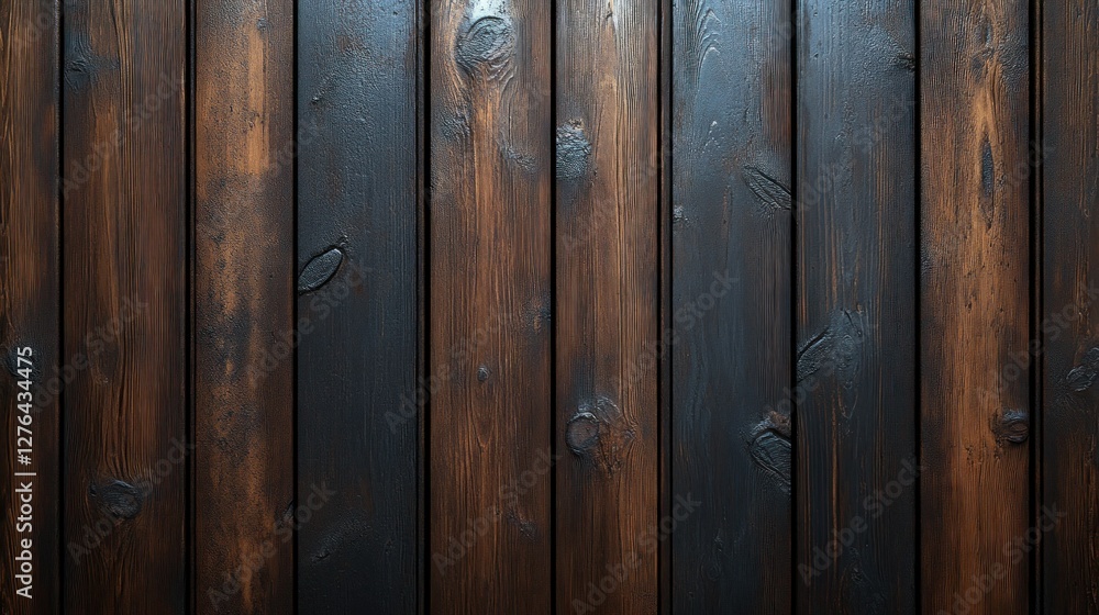 Fototapeta premium Dark brown wooden planks wall texture background