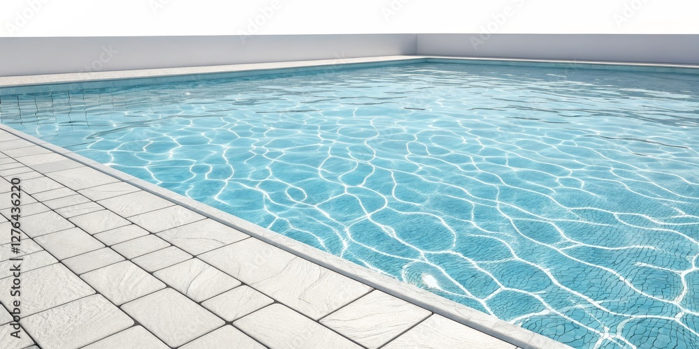 Tranquil Poolside 3D Render of Clear Water and White Tile, Pool Design, Relaxation, 3D Modeling Pool, 3D rendering Tranquil Poolside 3D Render of Clear Water and White Tile, Pool Design, Relaxation, 3D Modeling Pool, 3D rendering