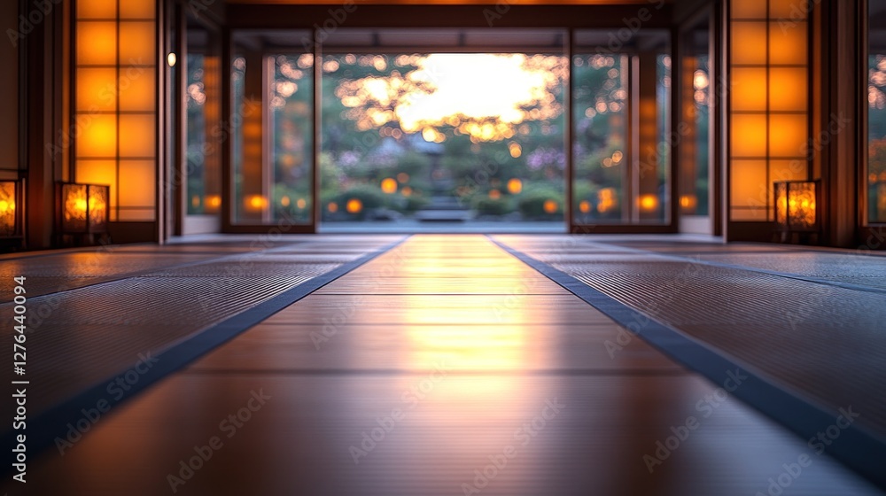 Fototapeta premium Japanese Tranquil Entryway at Sunset