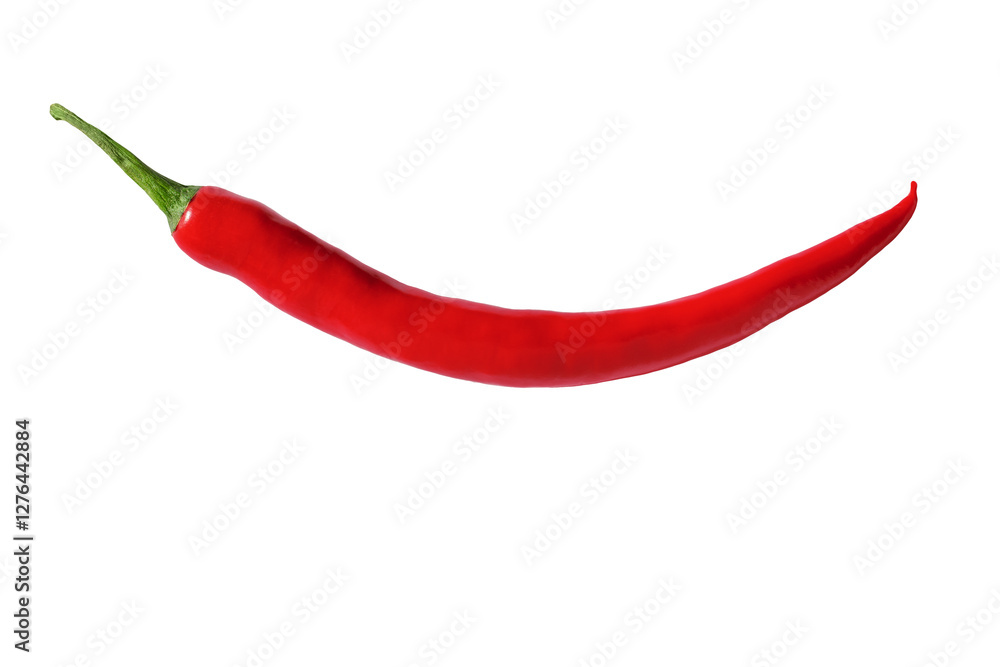 Fresh Red Chili Pepper on a transparent Background with Shadows