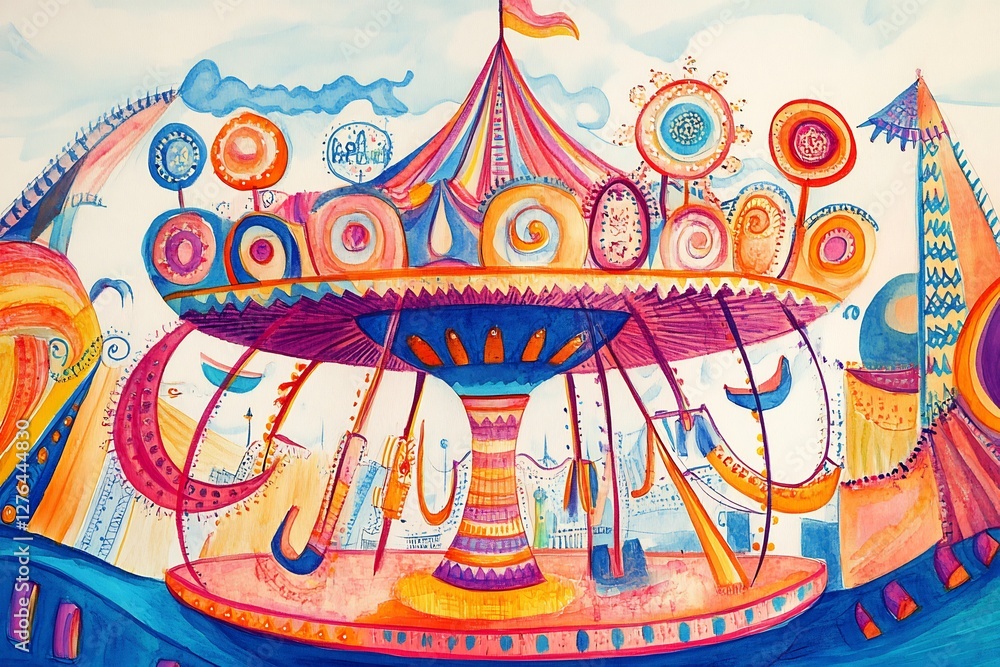 Naklejka premium merry-go-round at carnival