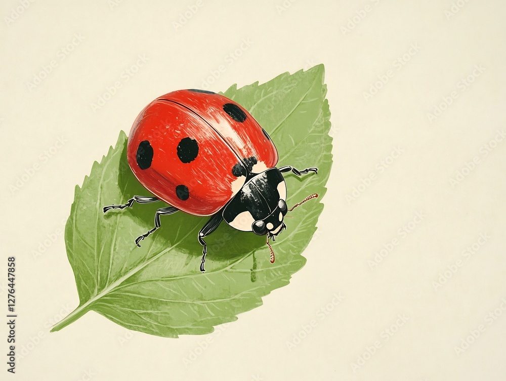 Fototapeta premium cheerful ladybug on leaf