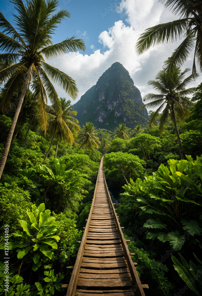 skywalk in a tropical landscape skywalk in a tropical landscape