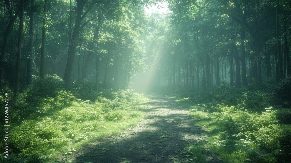 Misty Forest Path Sunlight Misty Forest Path Sunlight