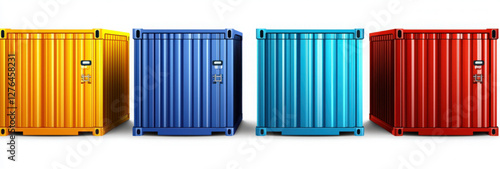 Colorful containers arranged in a row with a heater in the background Element icon on white background.