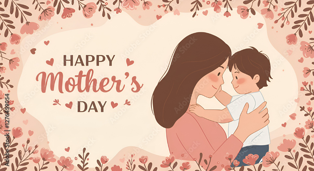 Happy mothers day poster vector illustration Happy mothers day poster vector illustration