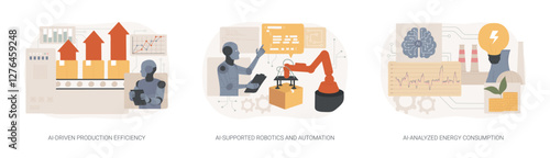 Artificial Intelligence in Manufacturing abstract concept vector illustrations.