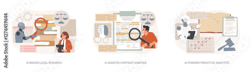 AI in Legal Services abstract concept vector illustrations.