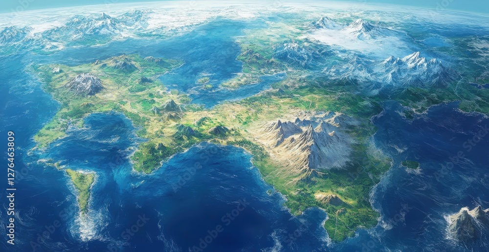 A detailed map of the world illustrating all the continents and oceans clearly A detailed map of the world illustrating all the continents and oceans clearly