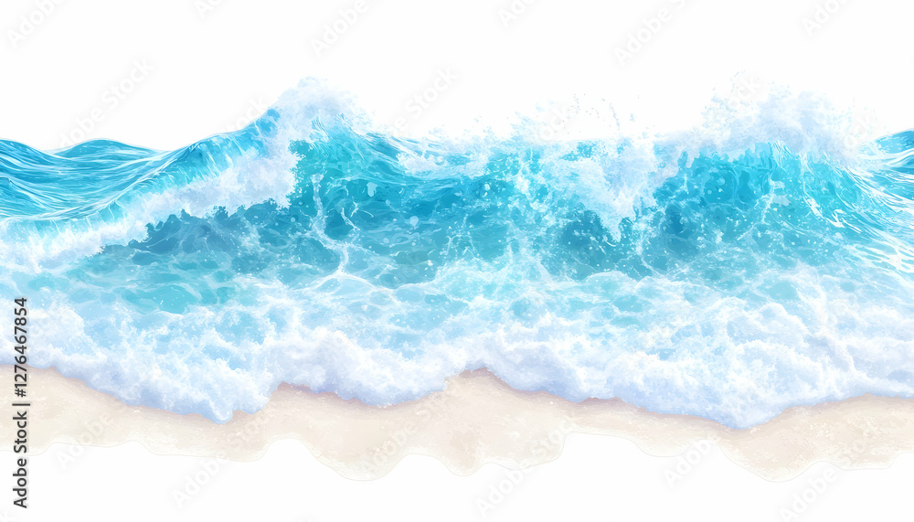 Ocean wave crashing on sandy beach; summer background Ocean wave crashing on sandy beach; summer background