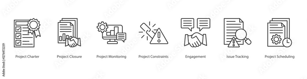 Project Charter Icon project charter, project closure, project monitoring, project constraints, engagement, issue tracking, project scheduling Project Charter Icon project charter, project closure, project monitoring, project constraints, engagement, issue tracking, project scheduling