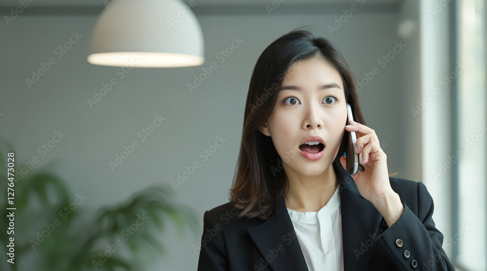 surprised businesswoman on a phone call surprised businesswoman on a phone call