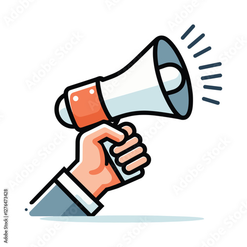hand holding a megaphone silhouette icon on white background