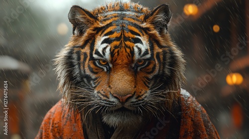 Samurai Tiger In Rain