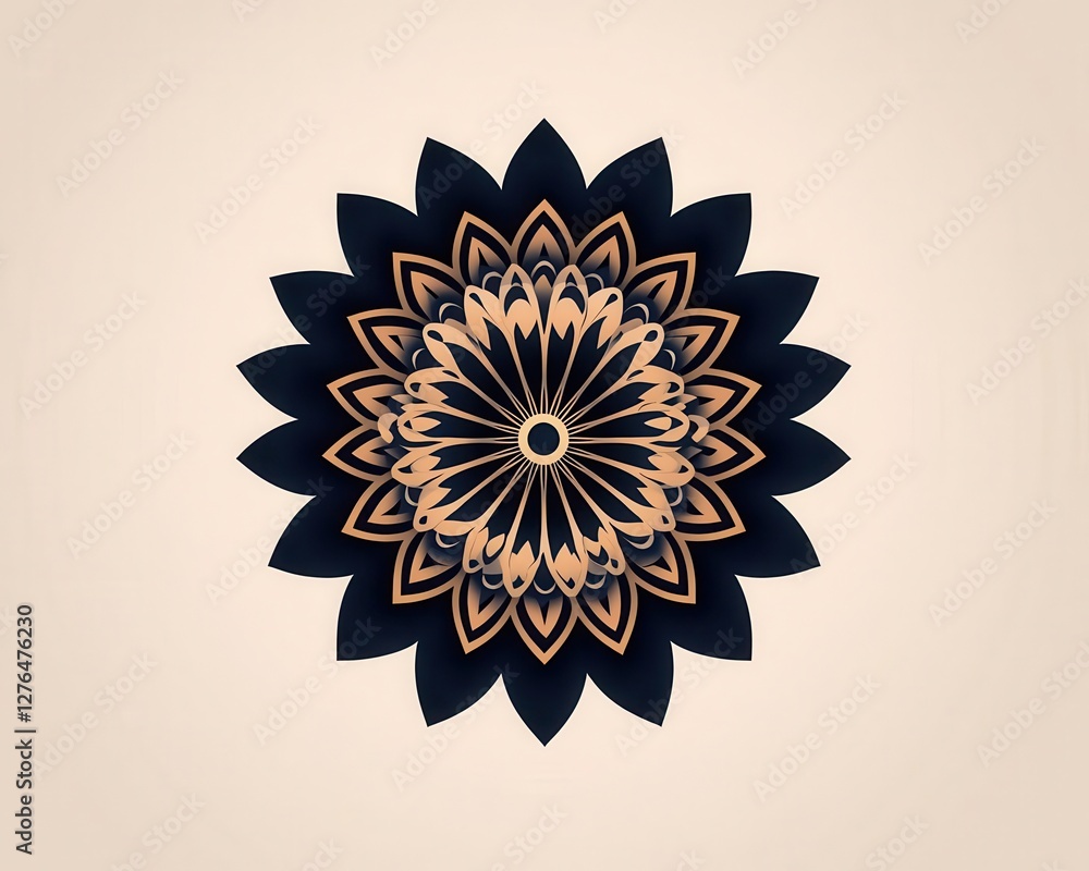 Abstract mandala tattoo with layered details and a starburst center, isolated for clarity Abstract mandala tattoo with layered details and a starburst center, isolated for clarity