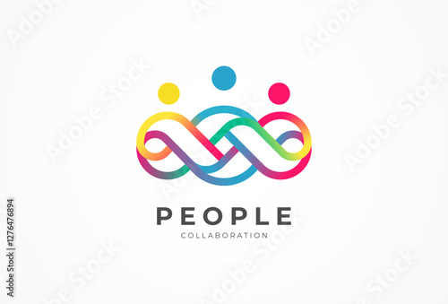 People logo design, three human Logo with gradient color, human logo design template, vector illustration