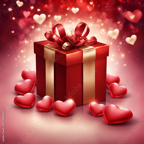 Valentine's Day Gift Banner with red Bagraund